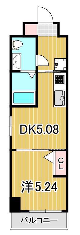 ペアパレス六町2号館(1DK/1階)の間取り写真
