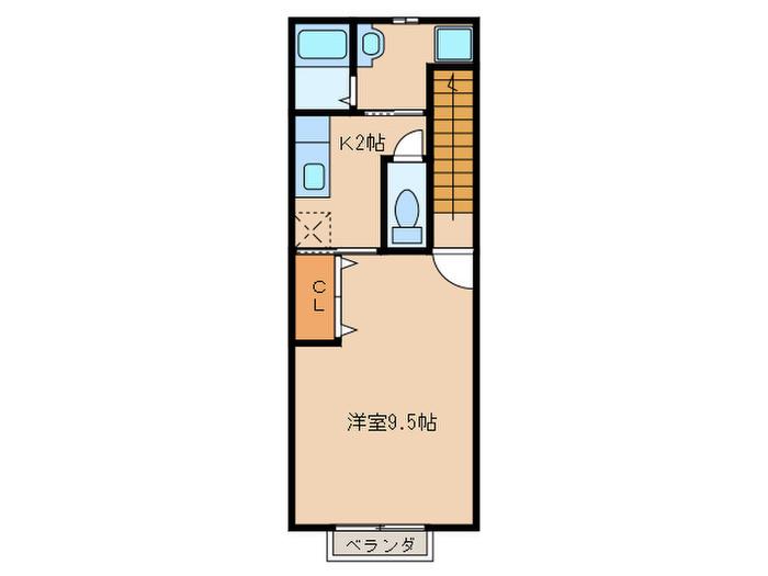 エミネンス南里I(1K/2階)の間取り写真