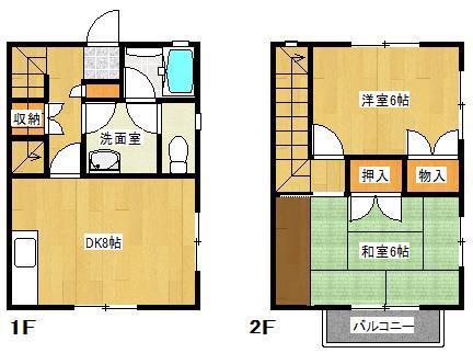 ライフポート大坪(2DK/1階)の間取り写真
