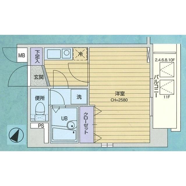 ロアール日本橋三越前(1K/10階)の間取り写真