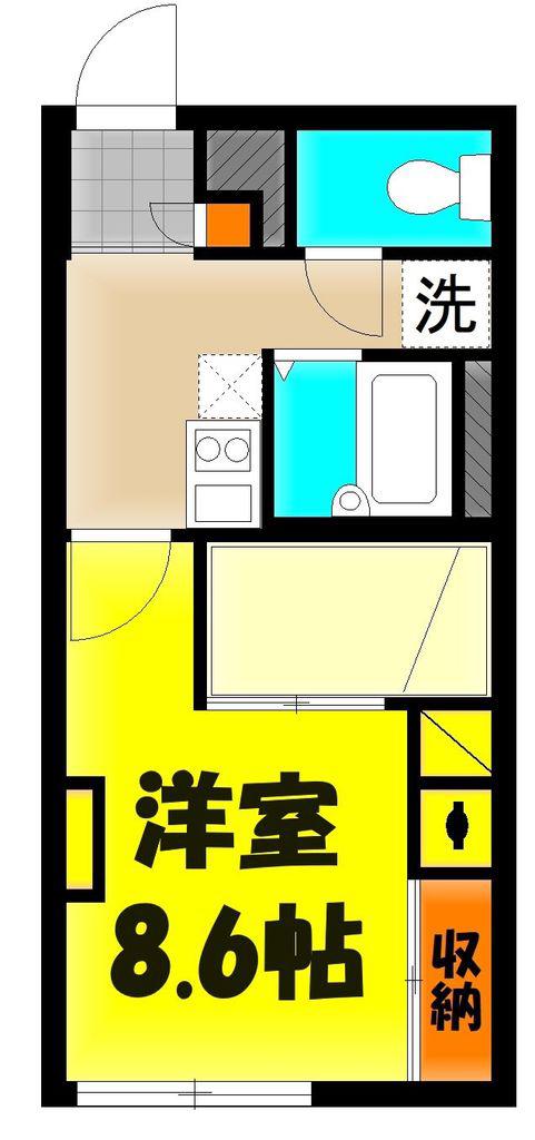 東武日光線 杉戸高野台駅 徒歩22分 2階建 築22年(1K/2階)の間取り写真