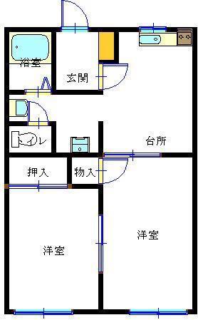 フレグランス寺向(2DK/1階)の間取り写真