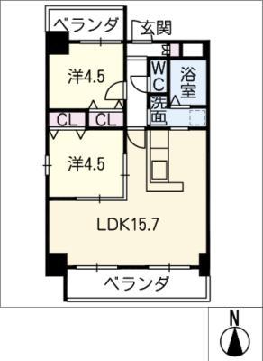 FARO TENMA(2LDK/8階)の間取り写真