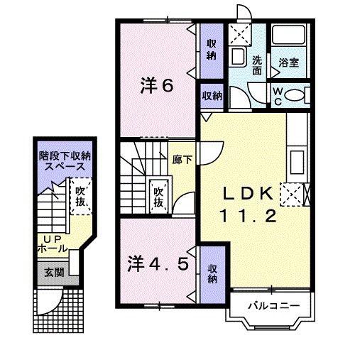 グリーンコーポB(2LDK/2階)の間取り写真