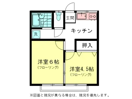 宮内アパート(2K/1階)の間取り写真