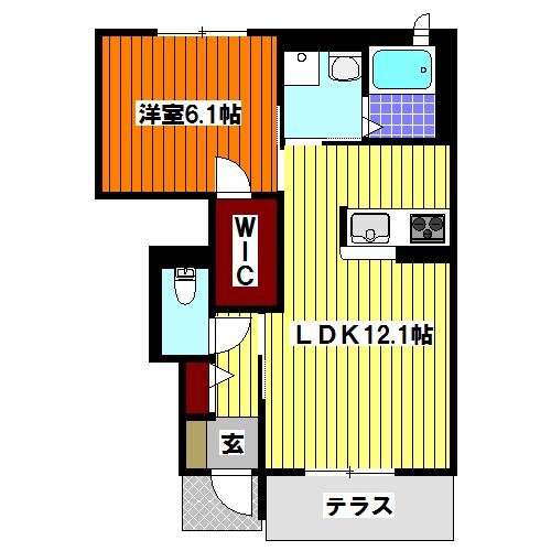 アレグリア(1LDK/1階)の間取り写真