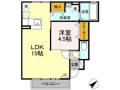 エトワールしゅりII(1LDK/1階)の間取り写真