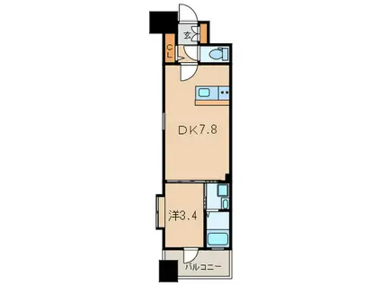 ギャラン竪町NEO(1DK/14階)の間取り写真