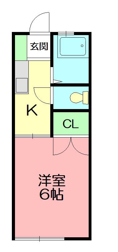 ハイツ伊奈(1K/1階)の間取り写真