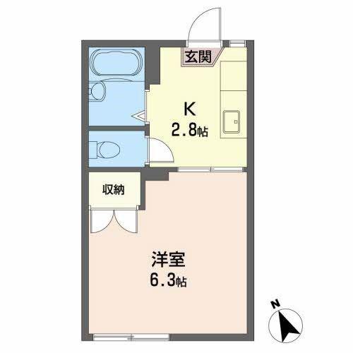 ガーデンハイツ関山(1K/1階)の間取り写真