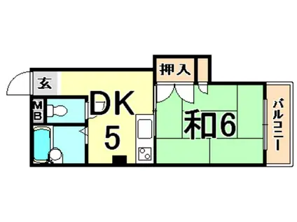 カーサフジイ(1DK/5階)の間取り写真