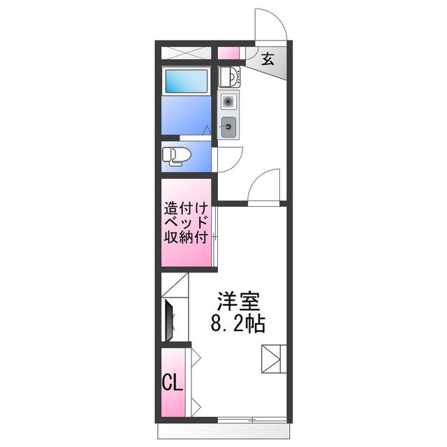 レオパレスエスコート(1K/1階)の間取り写真