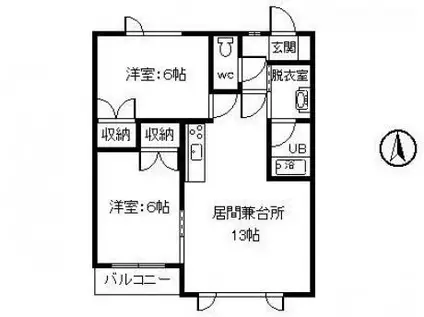 ハウスオブローズ2(2LDK/2階)の間取り写真