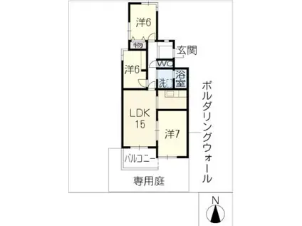 青雲鹿子マンション(3LDK/1階)の間取り写真