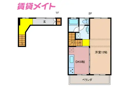 笹川3丁目R-AP(1DK/2階)の間取り写真