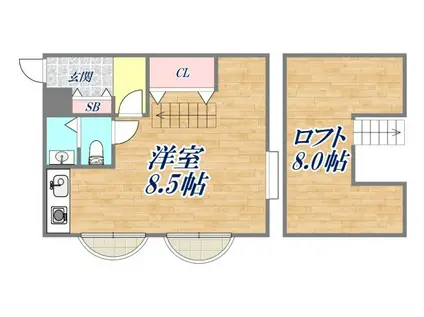 ジャルダン宝塚参番館(ワンルーム/3階)の間取り写真