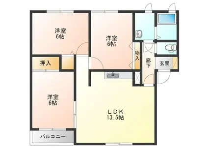 ハイセレール緑(3LDK/1階)の間取り写真