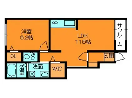 グレイス大和小泉(1LDK/1階)の間取り写真