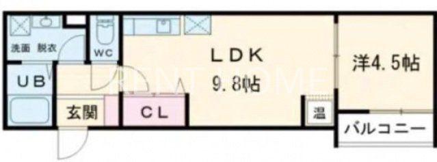 アート小若江(1LDK/1階)の間取り写真