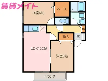 リリエンベルグ(2LDK/1階)の間取り写真