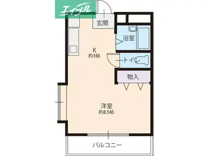 サニーコート岡大西(ワンルーム/1階)の間取り写真