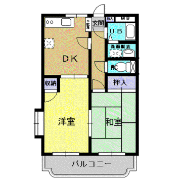プレステージ末満(2DK/1階)の間取り写真