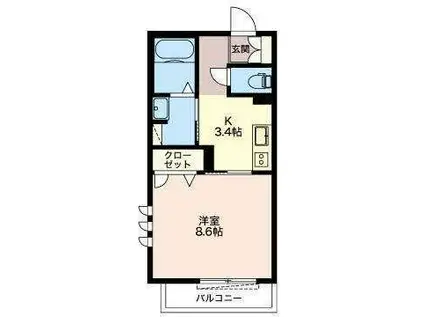 ヴィラ ヴェルト(1K/2階)の間取り写真