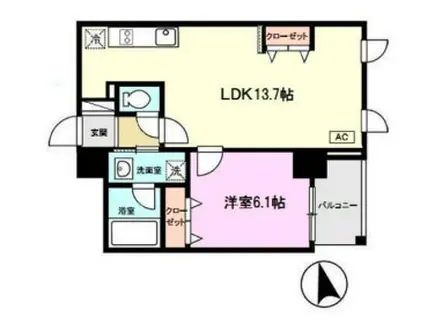 アドレス新神戸(1LDK/4階)の間取り写真