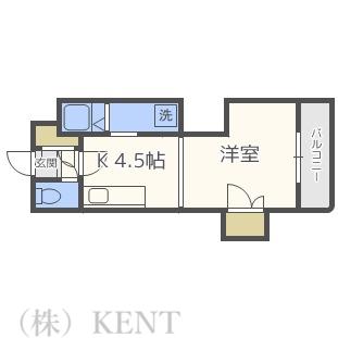 パークサイドふる里(1DK/4階)の間取り写真
