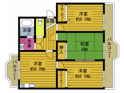 レジデンス片島I(3DK/1階)の間取り写真