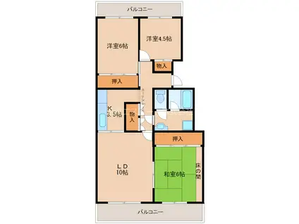 サルヴァトーレ津福(3LDK/2階)の間取り写真