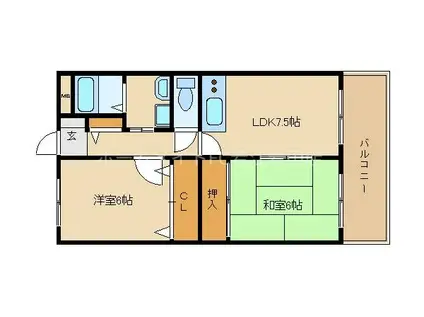 グリーンパーク(2DK/1階)の間取り写真