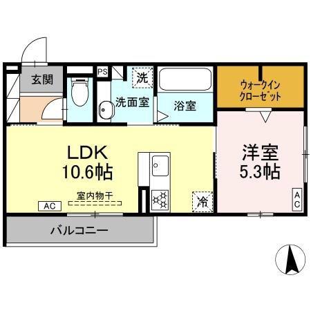 D-CRINUM 本田町(1LDK/1階)の間取り写真