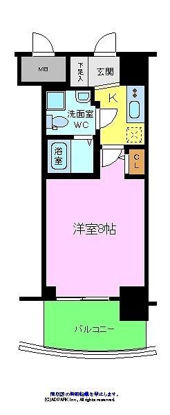ラシーヌ宿院(1K/10階)の間取り写真