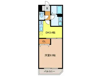 鴨江レジデンス(1DK/2階)の間取り写真