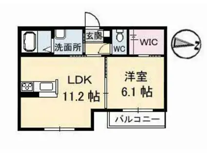 シャルム ナイトウ B棟(1LDK/2階)の間取り写真