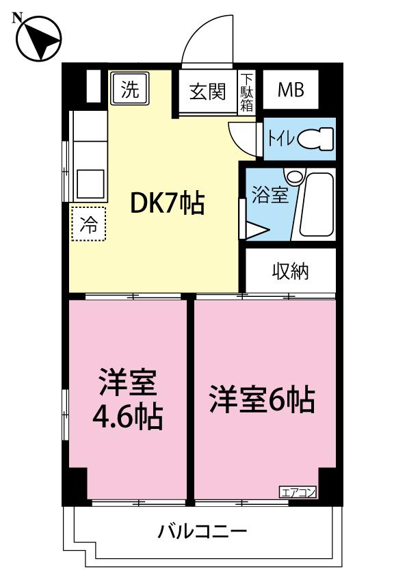 フォーレスト日吉(2DK/4階)の間取り写真