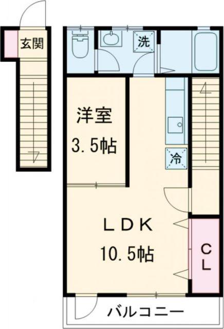 サウンドフェザー(1LDK/2階)の間取り写真