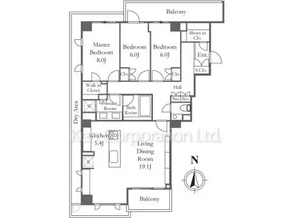 東京メトロ千代田線 代々木上原駅 徒歩9分 4階建 築11年(3LDK/1階)の間取り写真