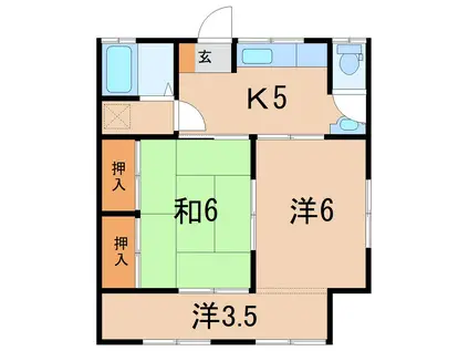 遊佐アパート(3K/1階)の間取り写真