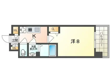 ラグゼナ門真(1K/4階)の間取り写真