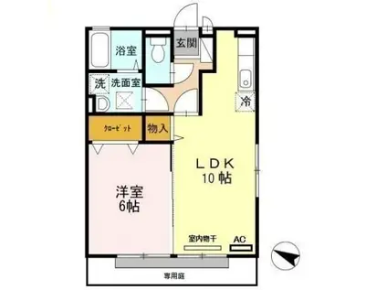 ヴァンベールHF II(1LDK/1階)の間取り写真