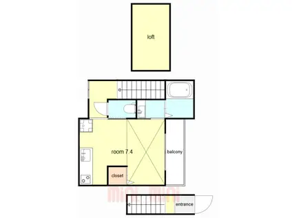 リッチライフ箕岡通(ワンルーム/2階)の間取り写真