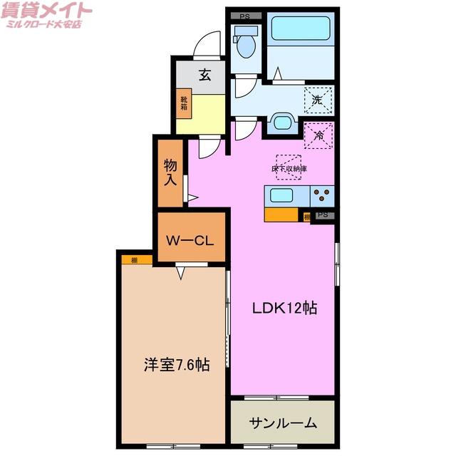 エトワール B(1LDK/1階)の間取り写真