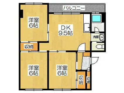 KTハイツ(3DK/1階)の間取り写真