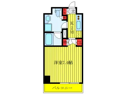 プレール・ドゥークときわ台(1K/2階)の間取り写真