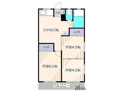 吉田第1マンション(3DK/2階)の間取り写真