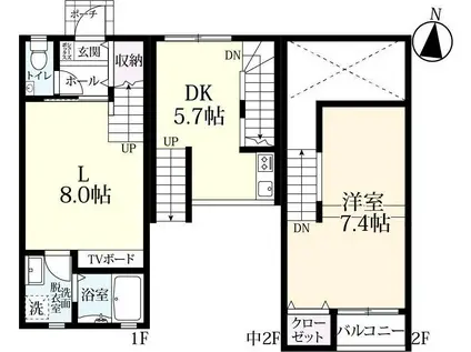 ロワイヤル天祐(1LDK/1階)の間取り写真