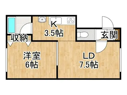 リベラル333(1LDK/1階)の間取り写真