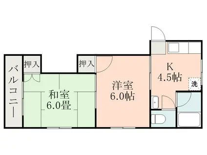 サンテラス宇宿(2K/2階)の間取り写真